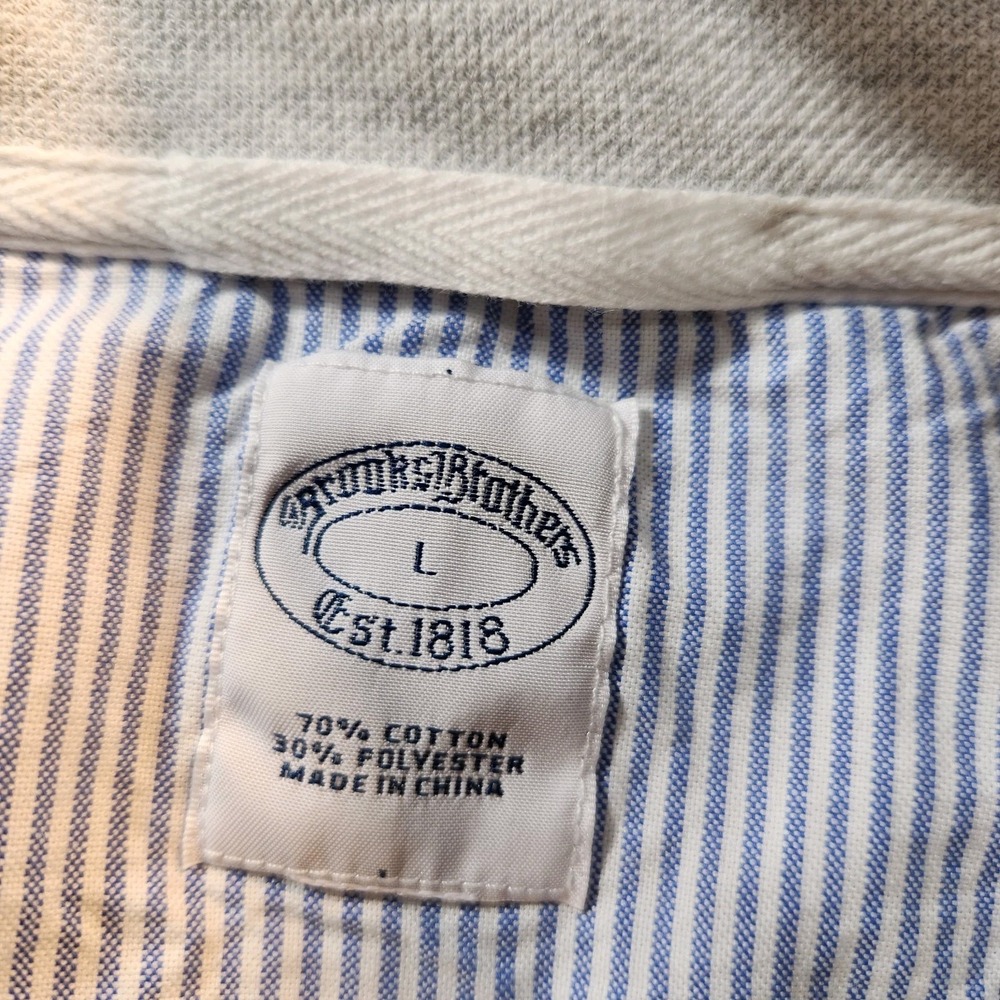Brooks Brothers Sweater Men's Large Grey Half Zip Pullover Embroidered Preppy - Picture 5 of 7
